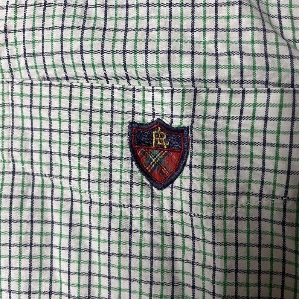 Ralph Lauren Golf Men's L Tilden Plaid Shirt Green 100% Cotton